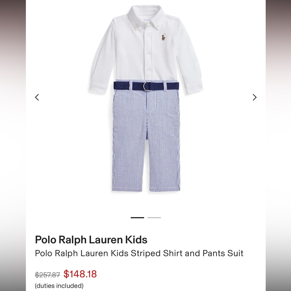 Polo Ralph Lauren Kids Striped Shirt and Pants Suit
And two onesies bundle